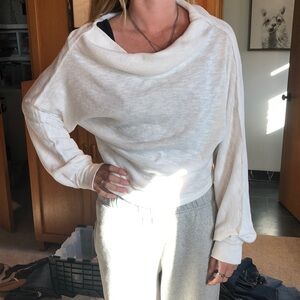We the Free boatneck or off shoulder white cotton blend sweater XS/M